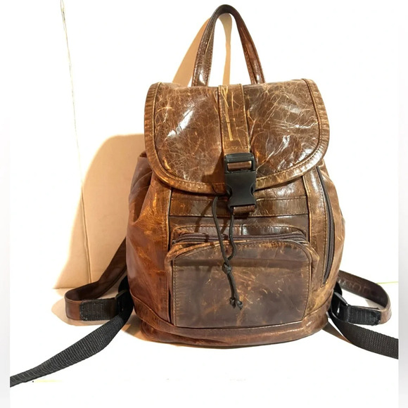 Vintage brown distressed leather backpack - Picture 1 of 6